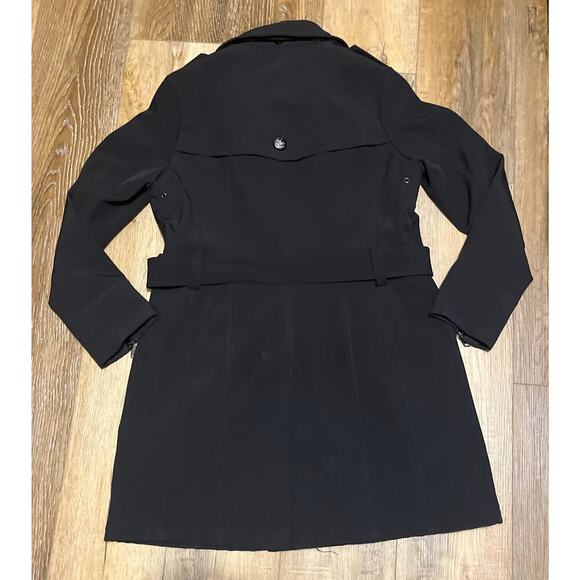 Nanette Lepore Belted Mid Length Trench Jacket/Coat Black Medium Military - Picture 8 of 9